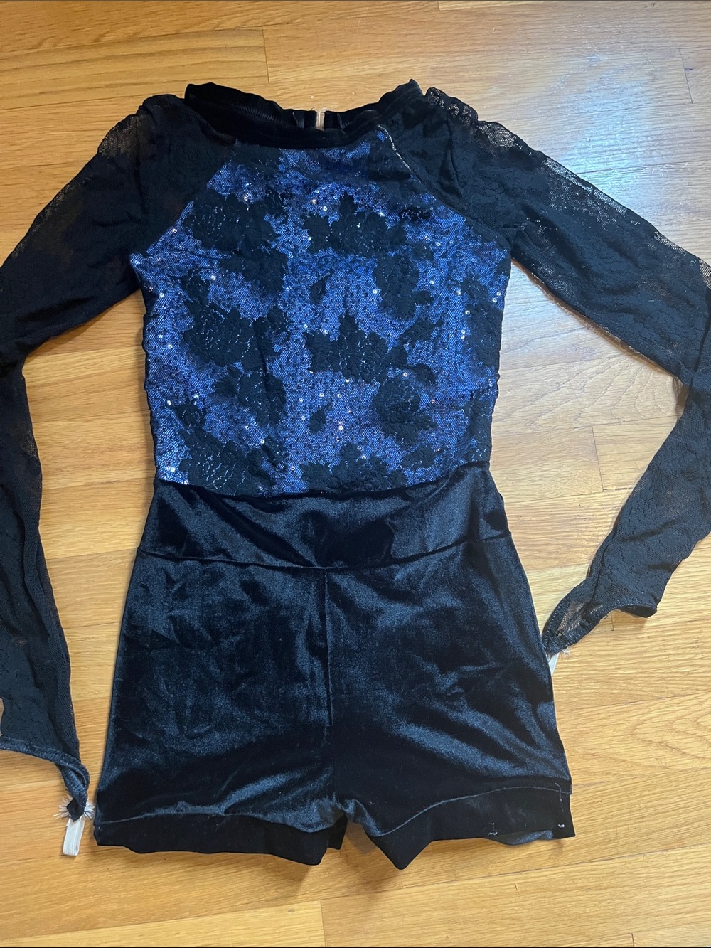 Weissman Black Lace & Navy Sequin Dance Costume